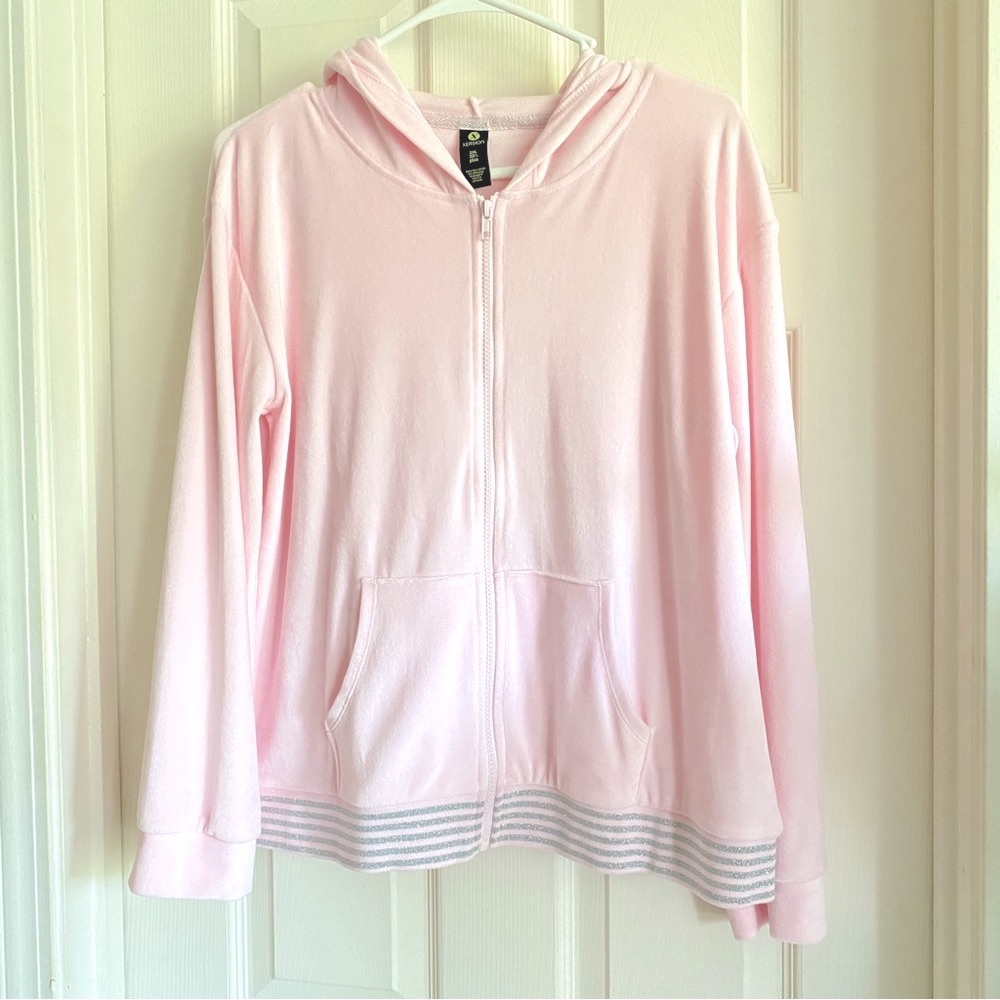 NWOT Xersion Velour Zip Jacket Hoodie Girl’s PLUS 20 Light Pink